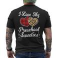 Heart Leopard Buffalo Plaid Valentines Day Preschool Teacher Men's T-shirt Back Print