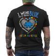 Heart I Wear Blue For My Brother Autism Awareness Month Men's T-shirt Back Print