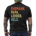 Herren Ehemann Papa Lehrer Held Retro-Jahrgangatertag T-Shirt mit Rückendruck