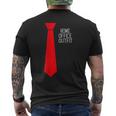 Home Office Outfit Red Tie Telecommute Working From Home Men's T-shirt Back Print