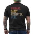 Husband Daddy Protector Hero Fathers Day Vintage Mens Back Print T-shirt