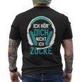 Ich Hör' Dich Nicht Ich Zocke Gamer Headset Idea Black T-Shirt mit Rückendruck