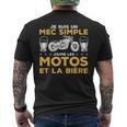 Je Suis Un Mec Simple J'aime Les Moto Et La Bière T-shirt imprimé au dos