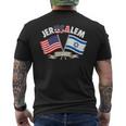 Jerusalem Israel Usa American Flag Men's T-shirt Back Print