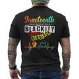 Junenth Blackity Heartbeat Black History African America Men's T-shirt Back Print