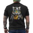 Katze Lederjacke Brille Bikerin Abenteuer Motorradfahrer T-Shirt mit Rückendruck