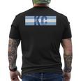 Kc 2 Letters Kansas City Cool Kc Blue Stripes Kc Retro Cool Men's T-shirt Back Print