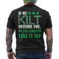 If My Kilt Offends You St Patrick's Day Men's T-shirt Back Print