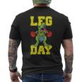 Leg Day Dinosaur Weight Lifter Barbell Training Squat Men's T-shirt Back Print