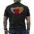 Leopard Heart Buffalo Plaid Heart Valentine Day Men's T-shirt Back Print