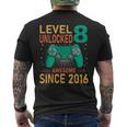 Level 8 Unlocked Birthday 8Th Birthday Gaming 8 Years Old Men's T-shirt Back Print