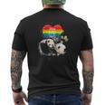 Lgbt Pride Papa Panda Bear Free Dad Hugs Father's Day Love Raglan Baseball Tee Mens Back Print T-shirt
