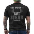 Lift Weights Eat Steak Meat Heals Work Out Protein Bbq Men's T-shirt Back Print