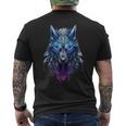 Lone Wolf Howl Futuristic Cyberpunk Wolf Head Men's T-shirt Back Print