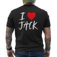 I Love Jack Husband Son Dad Boyfriend Grandson Red Heart Mens Back Print T-shirt
