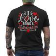 I Love Being A Librarian Heart Valentine's Day Men's T-shirt Back Print