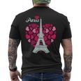 Love Paris Heart Eiffel Tower Souvenir France French Love Men's T-shirt Back Print