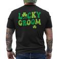 Lucky Groom Bride Couples Matching Wedding St Patrick's Day Men's T-shirt Back Print