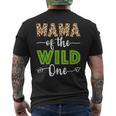 Mama Of The Wild One Zoo Animal 1St Birthday Safari Theme Men's T-shirt Back Print