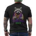 Mardi Gras 2024 Bead Party Street Parade Cute Raccoon Men's T-shirt Back Print