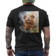 Meerschweinchen Blumen Aquarell Illustration Grafik T-Shirt mit Rückendruck