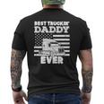 Mens American Flag Best Truckin Daddy Truck Driver Trucker Mens Back Print T-shirt