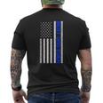 Mens Best Dad Ever Thin Blue Line Dad Father's Day American Flag Mens Back Print T-shirt