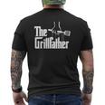 Mens The Grillfather Dad Chef Grilling Grill Master Bbq Mens Back Print T-shirt