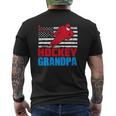 Mens Patriotic American Flag Usa Ice Hockey Grandpa Mens Back Print T-shirt