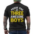 Mens Proud Dad Of Three Awesome Boys Father's Day Daddy 3 Boy Mens Back Print T-shirt