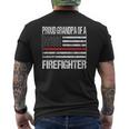 Mens Proud Grandpa Of A Firefighter Fireman Support Red Line Flag Mens Back Print T-shirt