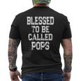 Mens Vintage Blessed To Be Called Pops For Grandpa Mens Back Print T-shirt