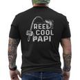 Mens Vintage Reel Cool Papi Fishing Dad Grandpa Fathers Day Mens Back Print T-shirt