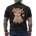 Niedliches Baby Highland Cow Mit Sonnenblumen Grafik Rinder T-Shirt mit Rückendruck