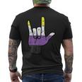 Nonbinary Ich Liebe Dich Hand Sign Language Enby Nb Pride Flag T-Shirt mit Rückendruck