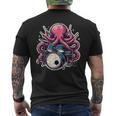 Octopus Playing Drums Drummer Musician Drumming Band Men's T-shirt Back Print