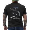 Orca Whale Great White Shark Narwhal Dolphin Sea Creatures Mens Back Print T-shirt
