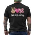Peace Love Nursing Leopard Print Cute Nurse Men's T-shirt Back Print