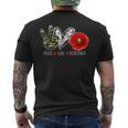 Peace Love Remember Soldier Veteran Day Red Poppy Flower Men's T-shirt Back Print