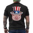 Pig 4Th Of July Uncle Sam American Flag Hat Men's T-shirt Back Print