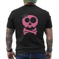 Pink Skull And Crossbones Mens Back Print T-shirt