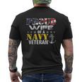 Proud Wife Of A Navy Veteran American Flag Military Mens Back Print T-shirt