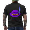 Purple Hat With Blue Feather & Cheetah Pattern Band Men's T-shirt Back Print