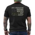 Regular Dad Raising Wolves Not Sheep Soldier Camo Usa Flag Mens Back Print T-shirt