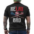 Relax Bro Lacrosse American Flag Lax Lacrosse Player Men's T-shirt Back Print