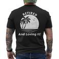 Retired And Loving It Beach Scene Sunrise And Palm Trees Men's T-shirt Back Print