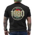 Retro 44 Años Nacido En 1980 Edición Limitada 44 Cumpleaños Camiseta Hombre Estampado Espalda