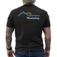 Retro WyomingVintage Sunrise Mountains Men's T-shirt Back Print