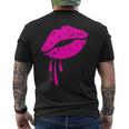 Rosa Lippen Kuss 80er Jahre Lippenstift Make-Up Liebhaber Kurzärmliges Herren-T-Kurzärmliges Herren-T-Shirt