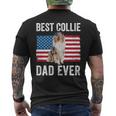 Rough Collie Dad American Flag Collie Dog Lover Owner Mens Back Print T-shirt